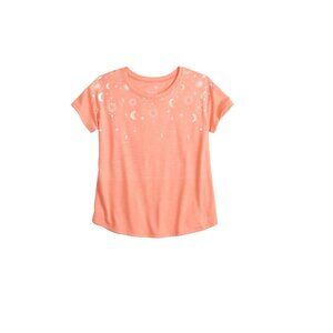 SO Girls Orange Star Sun Moon Short Sleeve Tee T-shirt Size Large